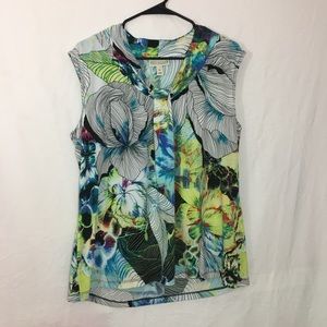 Tropical leaf patterned blouse